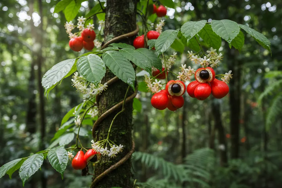 Guarana plant with seeds