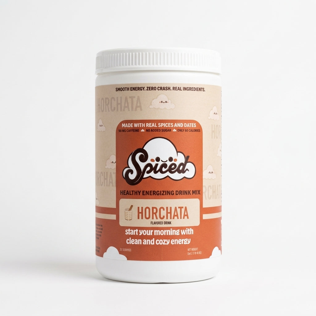 Spiced Horchata energy drink mix tub